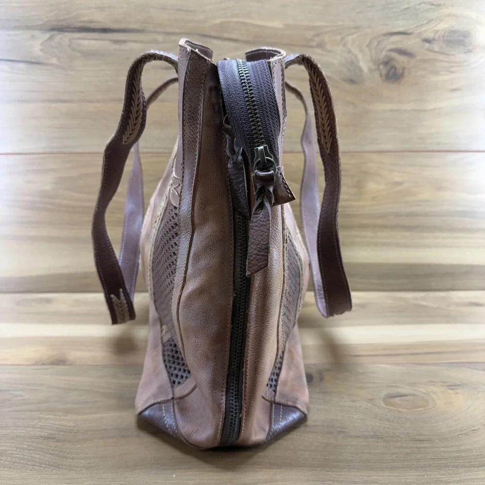 Bed Stu Amelie Rustic Boho Large Tote Bag Weave Expandable Zipper